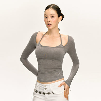Two Long Sleeve Slim Fit Crop Top