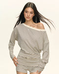 Striped Off-Shoulder Lounge Two-Piece Set