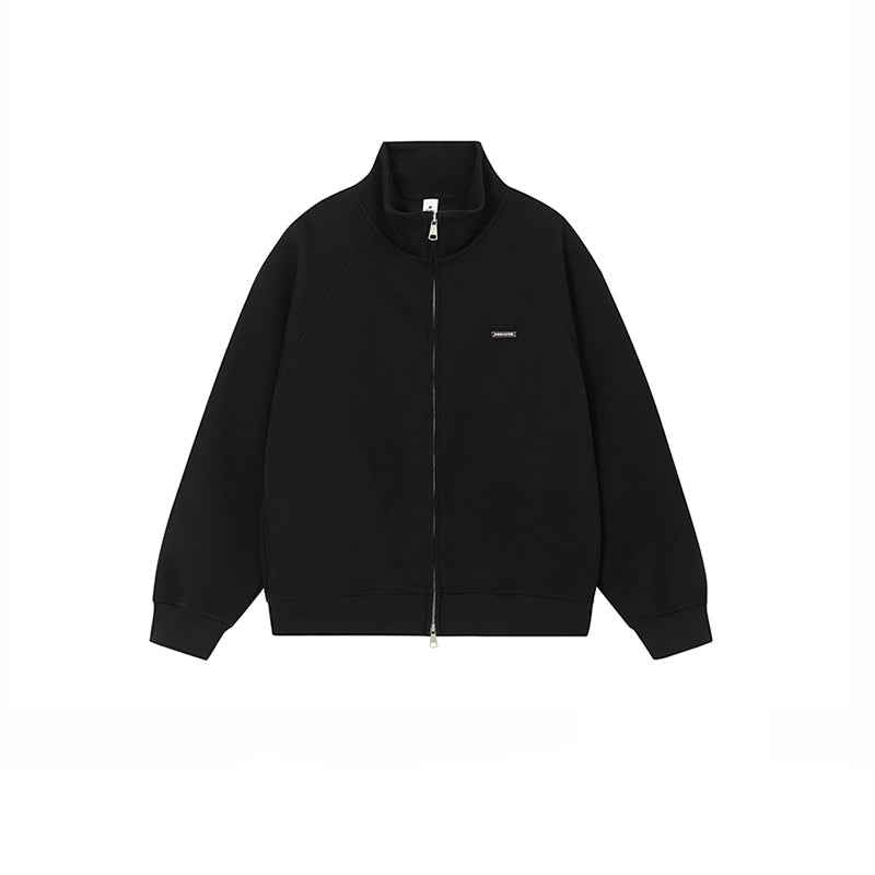 Stand Collar Zip Up Casual Cardigan