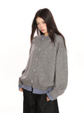 Contrast Fake Two Pieces Knit Sweater