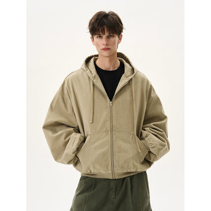 Silhouette Short Casual Boxy Washed Zip-Up Hoodie