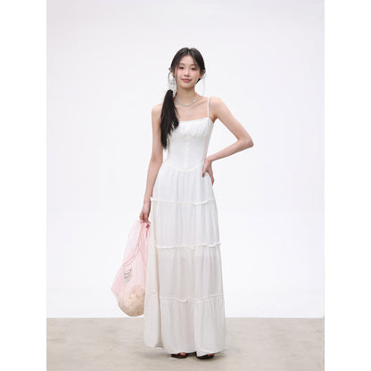 White French A-line Long Dress