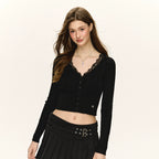 Sense Lace Panel Slim fit Knitwear Top