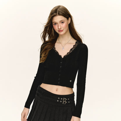 Sense Lace Panel Slim fit Knitwear Top