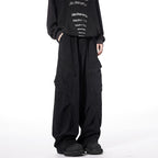 Multi-Pocket Straight-Leg Distressed Loose Wide-Leg Cargo Pants