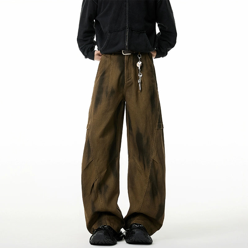 Retro Washed Wrinkled Loose Cargo Pants