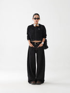 Black Basic Retro Wide-Leg Jeans
