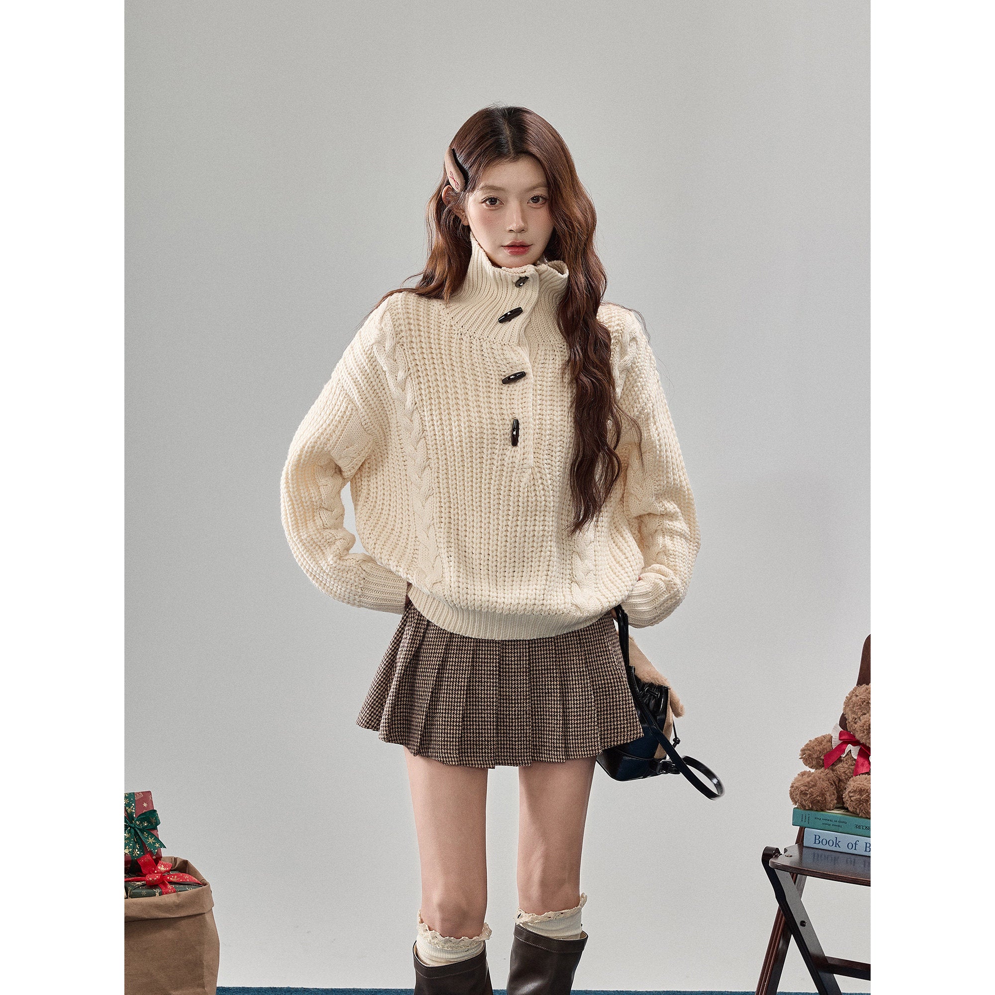 Cream Turtleneck Sweater