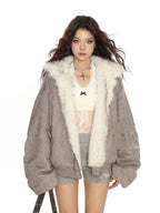 Suede Reversible Fur Cotton Jacket