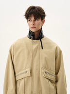 Cargo Bath Leather Collar Boxy Jacket