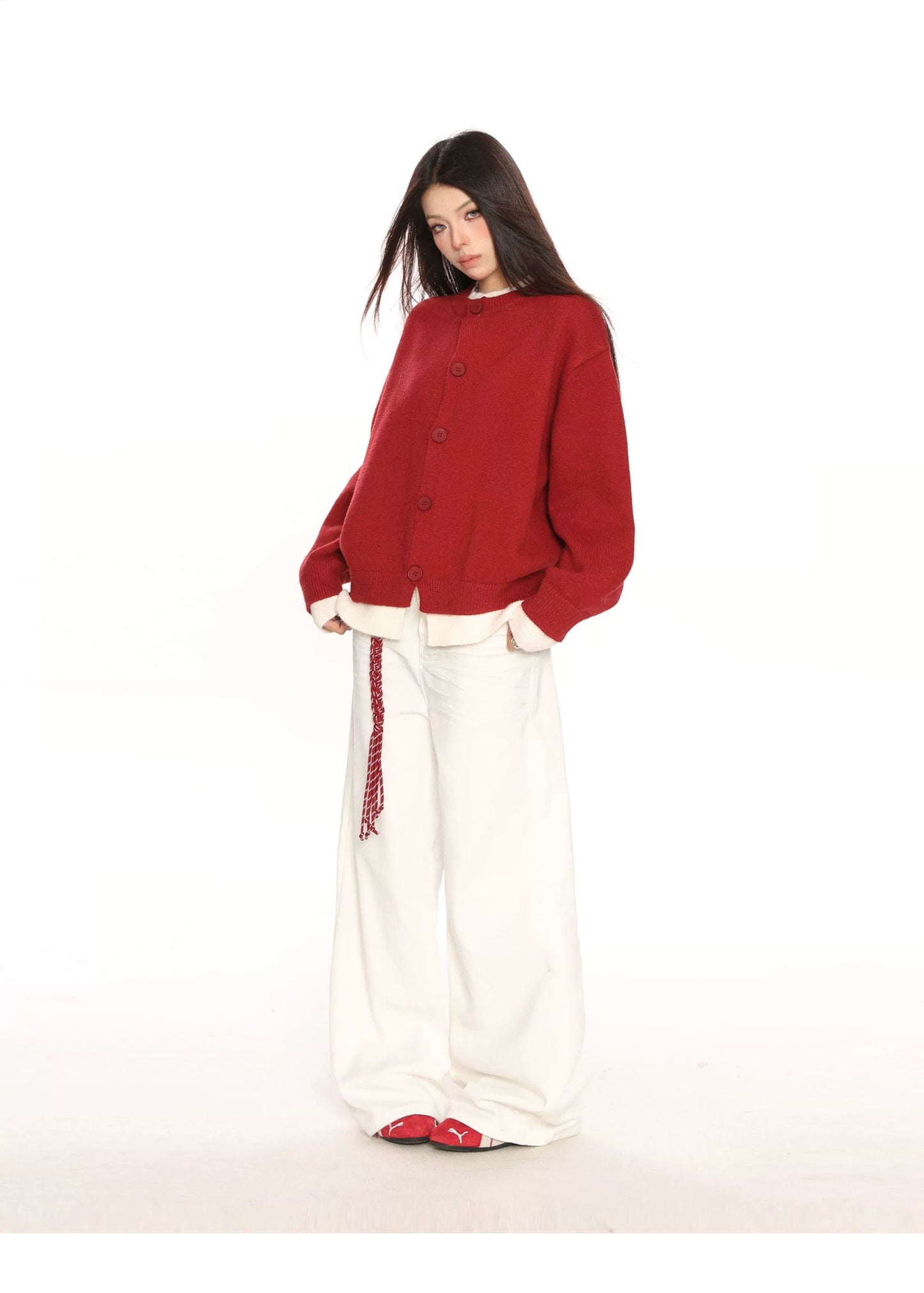 Contrast Fake Two Pieces Knit Sweater