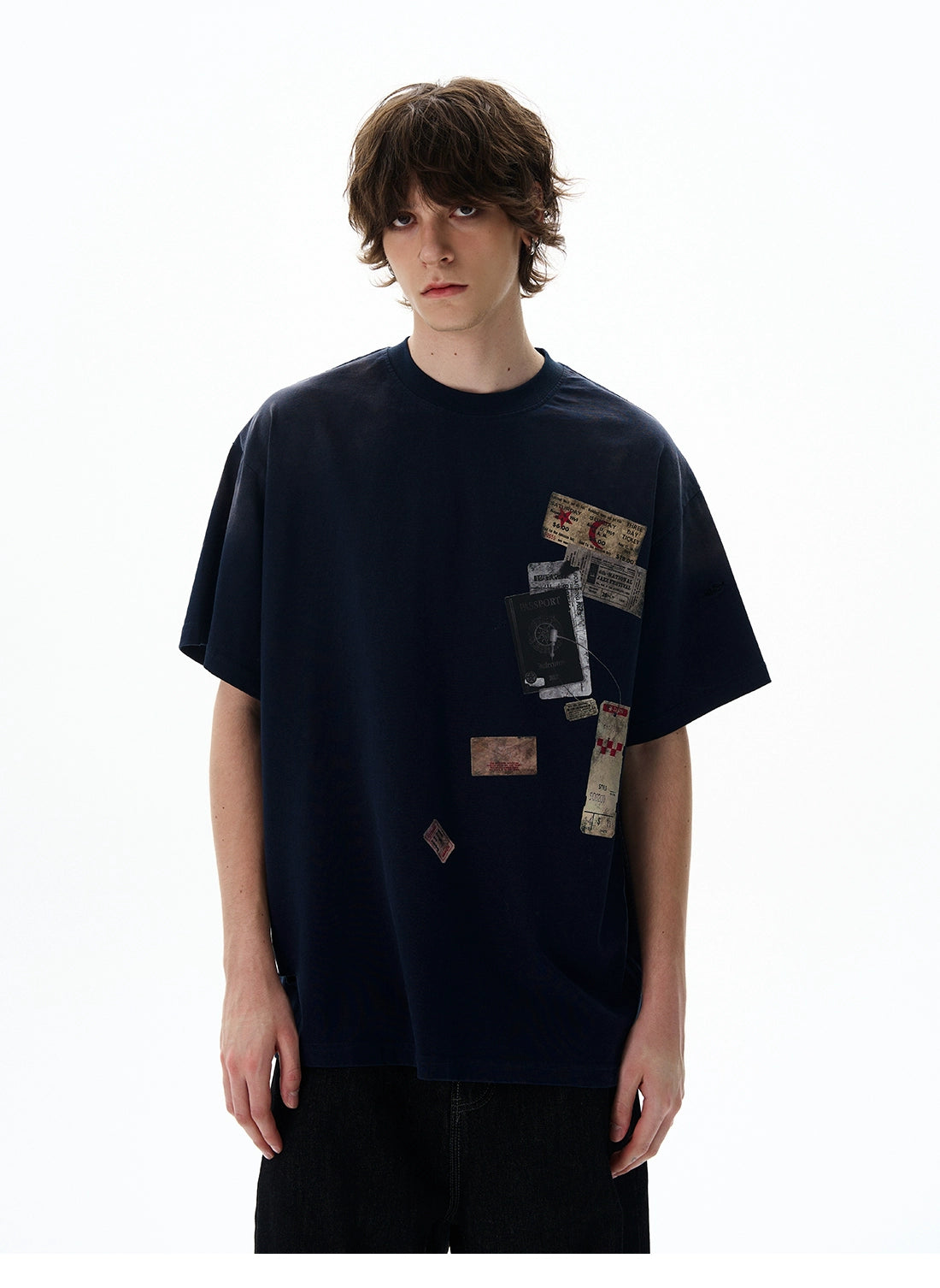 Retro Mottled Label Print Tee