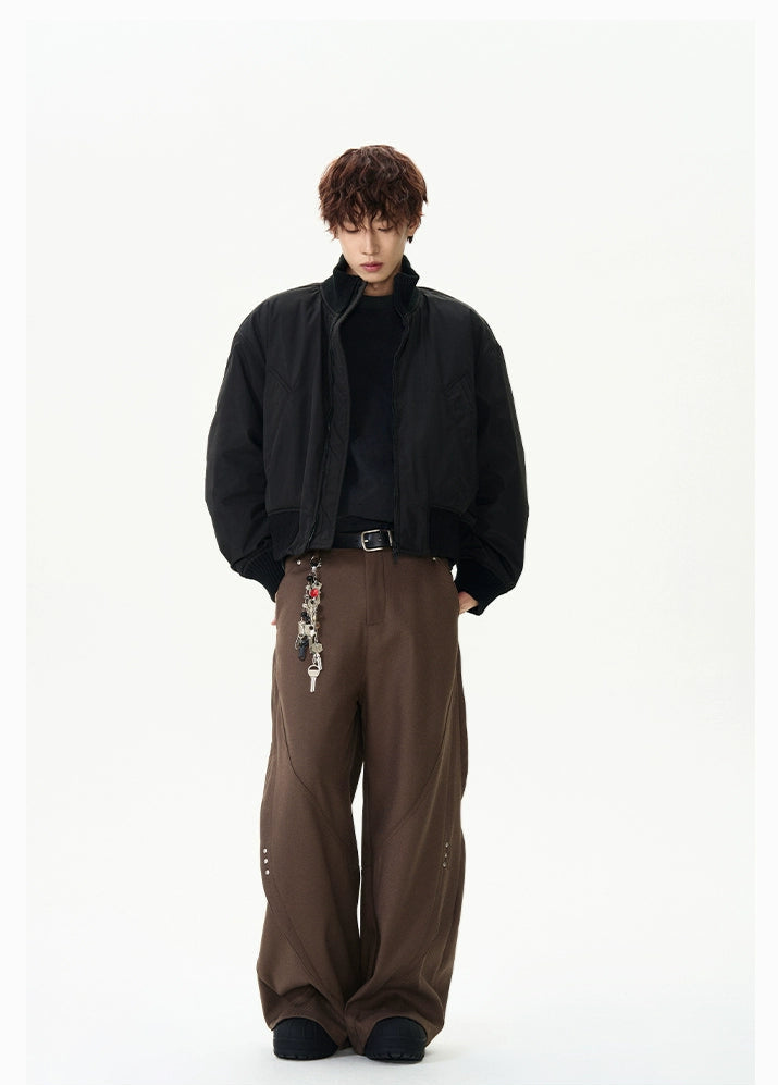 Black Vintage Bomber Cropped Jacket