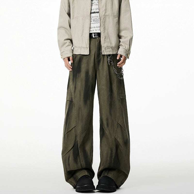 Retro Washed Wrinkled Loose Cargo Pants