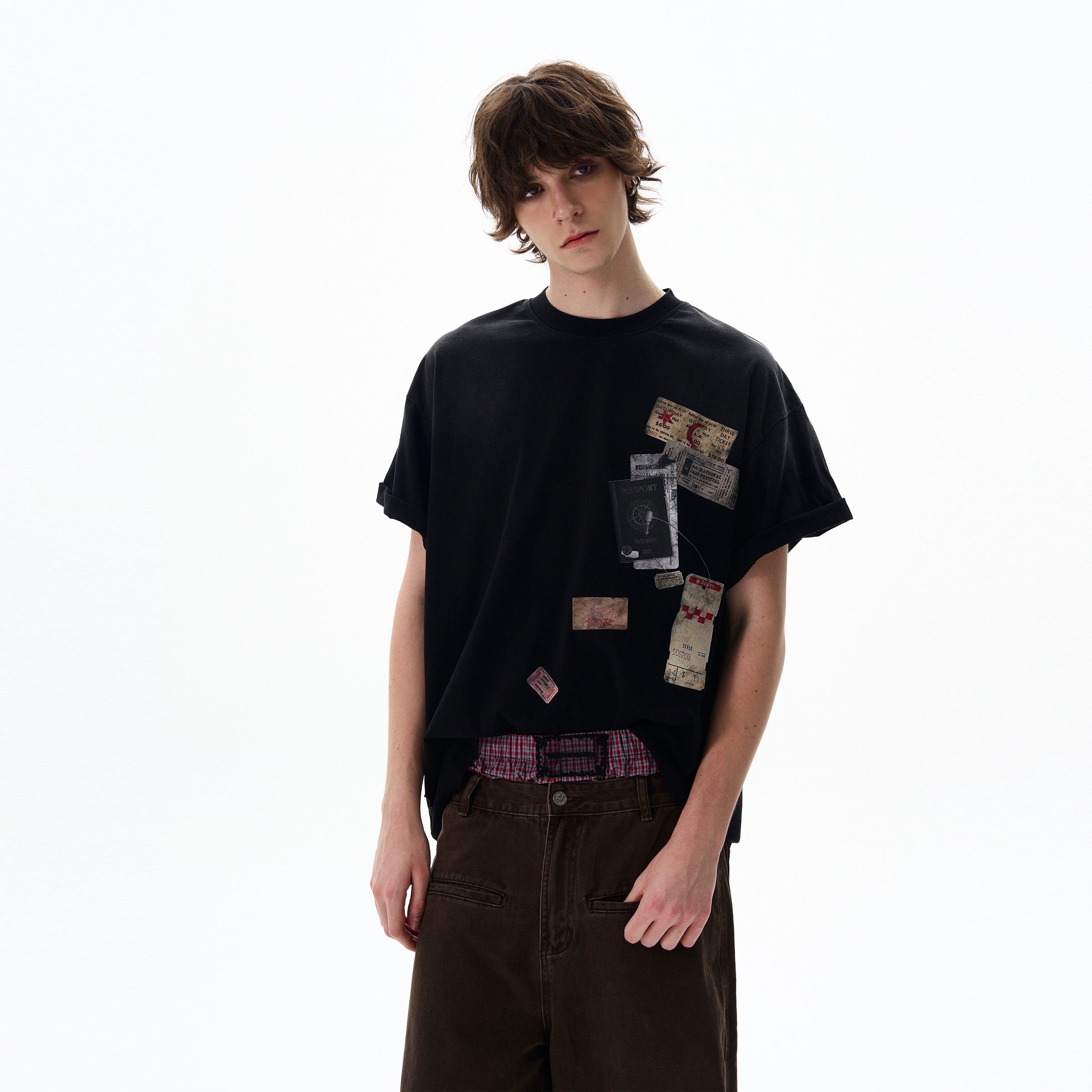 Retro Mottled Label Print Tee