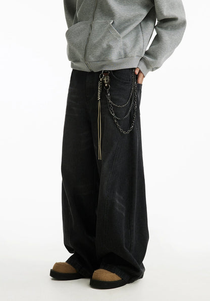 Wide-Leg Ruffian Dark Washed Jeans