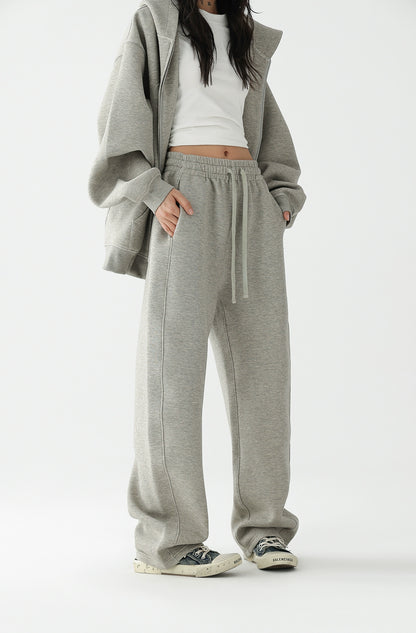 Embossed Set Hooded Zip Cardigan Sweatshirt Jacket + Athleisure Trousers