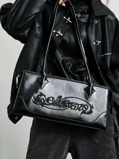 Dark Style Embroidery Armpit Baguette Bag