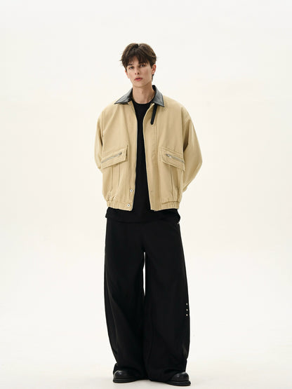 Cargo Bath Leather Collar Boxy Jacket