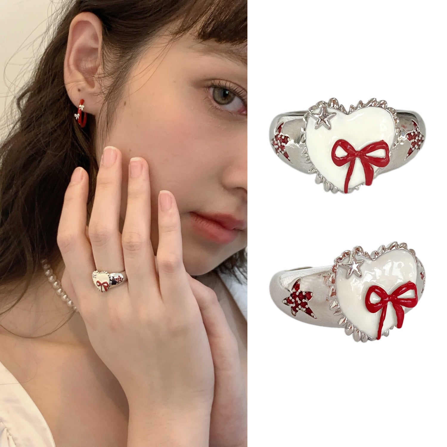 Elegant Red Bow Ring - Stylish French-Inspired Statement Accessory