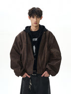 Double Layer Hooded Flight Bomber Jacket