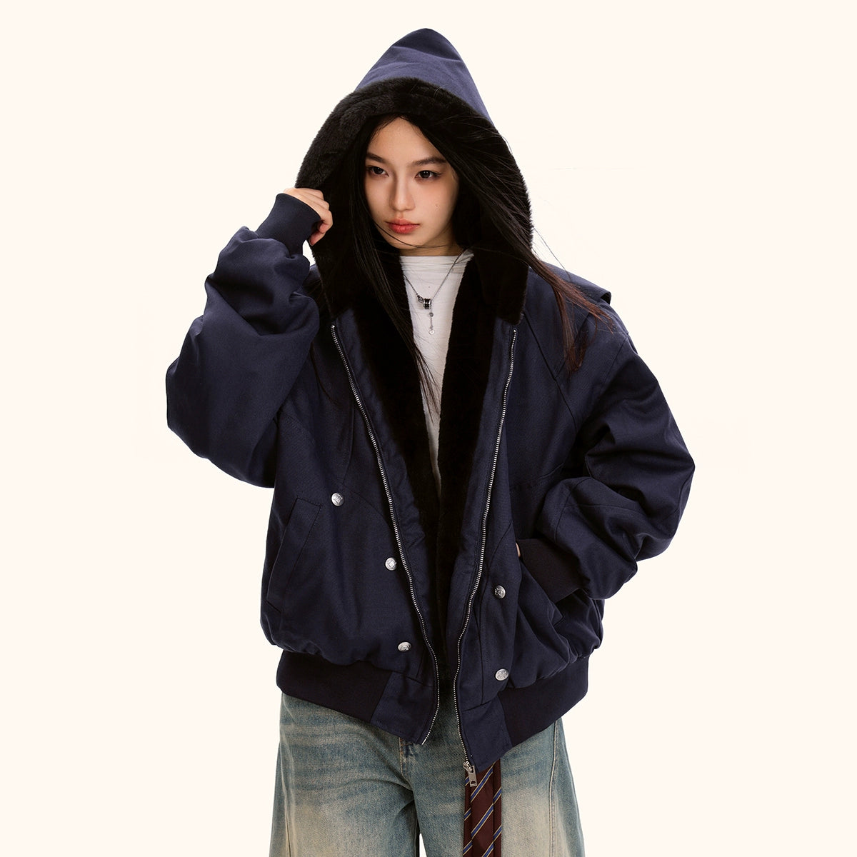 Carved Hooded Fleece Jacket