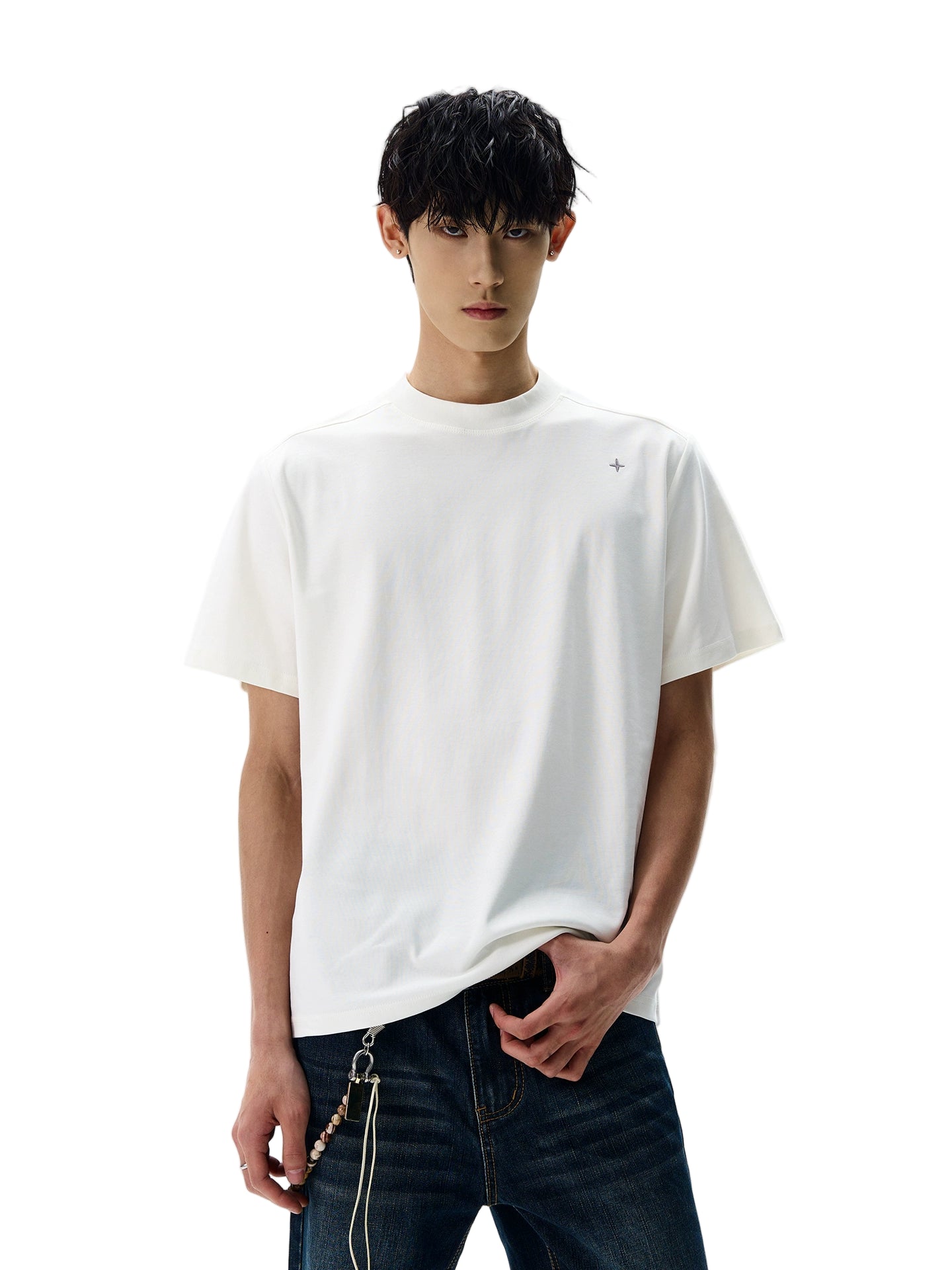 Simple Polaris Cropped Embroidered Tee