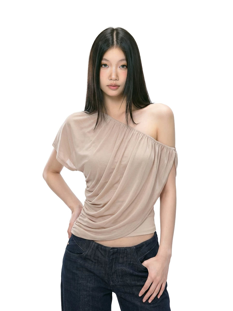 Draped Off-Shoulder Ruched Top