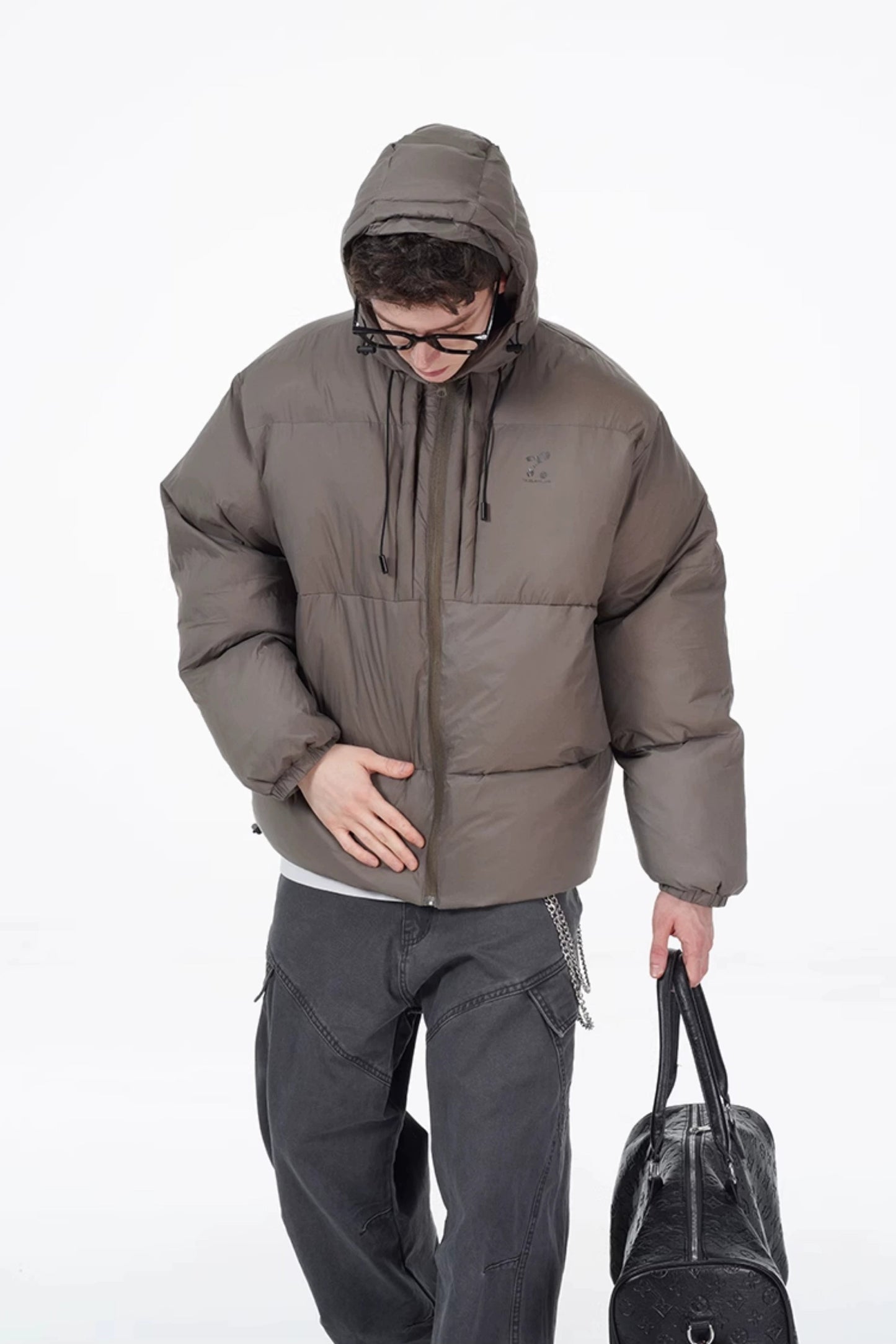 Padded Hoodie PU Puffer Jacket