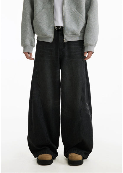 Wide-Leg Ruffian Dark Washed Jeans