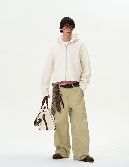 Short Reversible Wear Faux Leather Wool Jacket