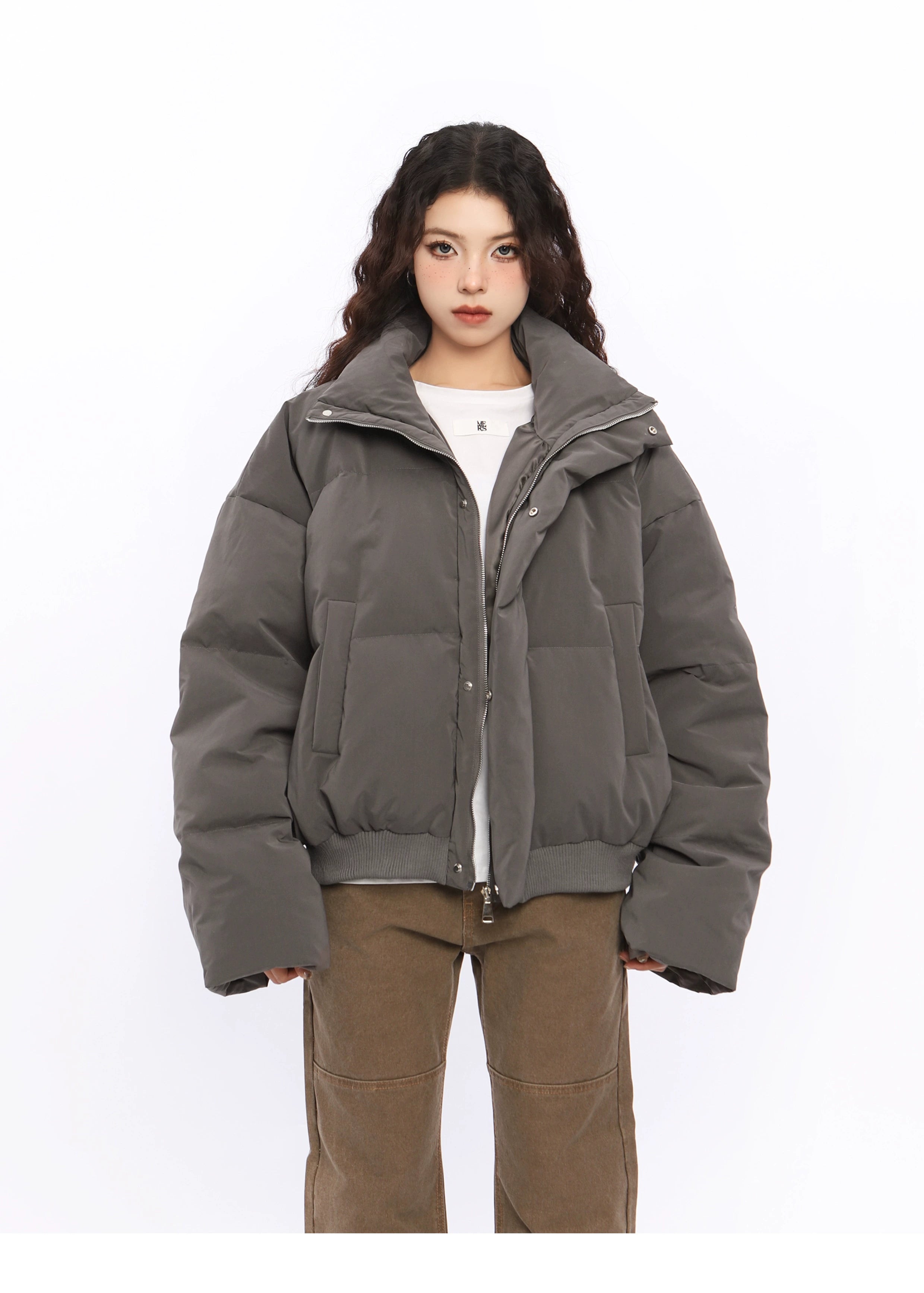 American Stand Collar Short Down Puffer Jacket