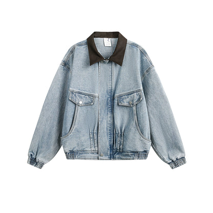 Denim Sillouete Washed Black Lapel Jacket