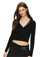 Sense Lace Panel Slim fit Knitwear Top