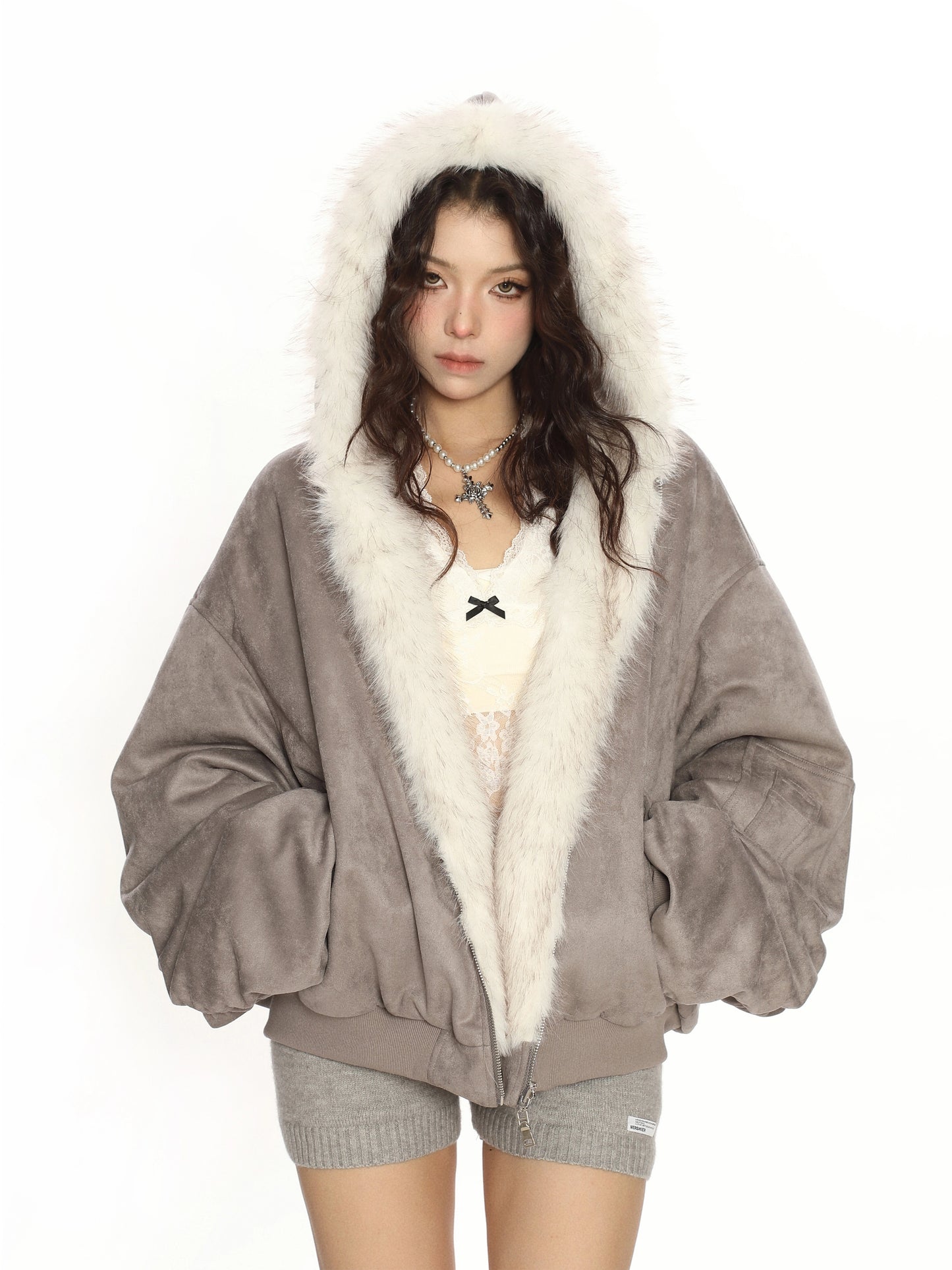 Suede Reversible Fur Cotton Jacket