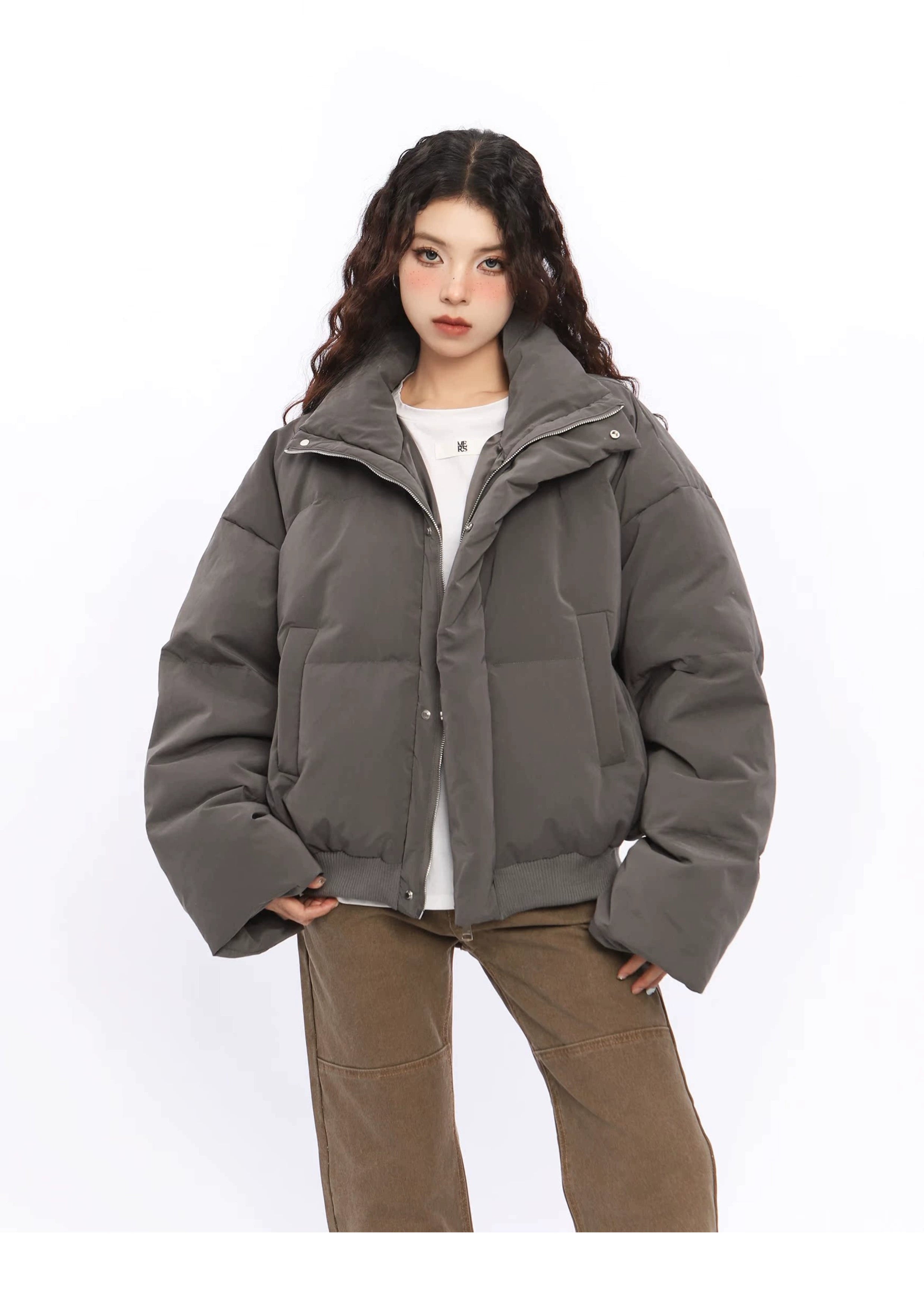 American Stand Collar Short Down Puffer Jacket