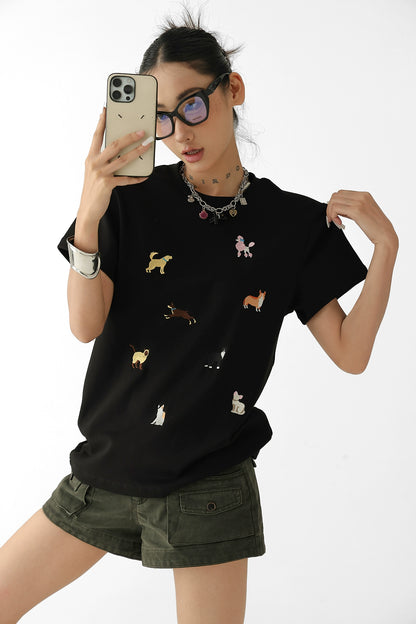 Fun Puppy Embroidered Tee