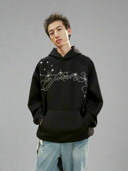 Star Embroidery Sweatshirt Fleece Hoodie Jacket