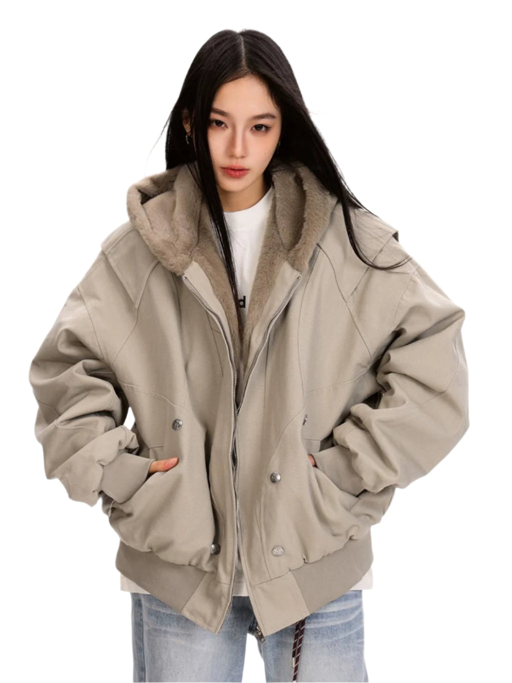 Carved Hooded Fleece Jacket