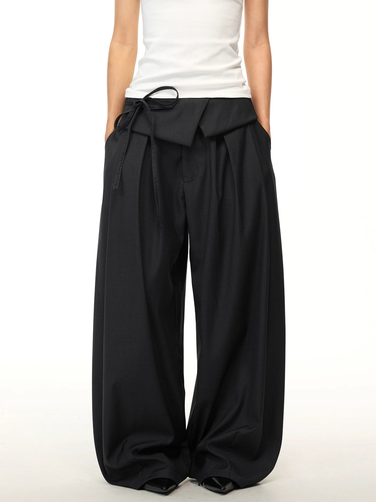 Vintage Pleated Wide-Leg Trousers