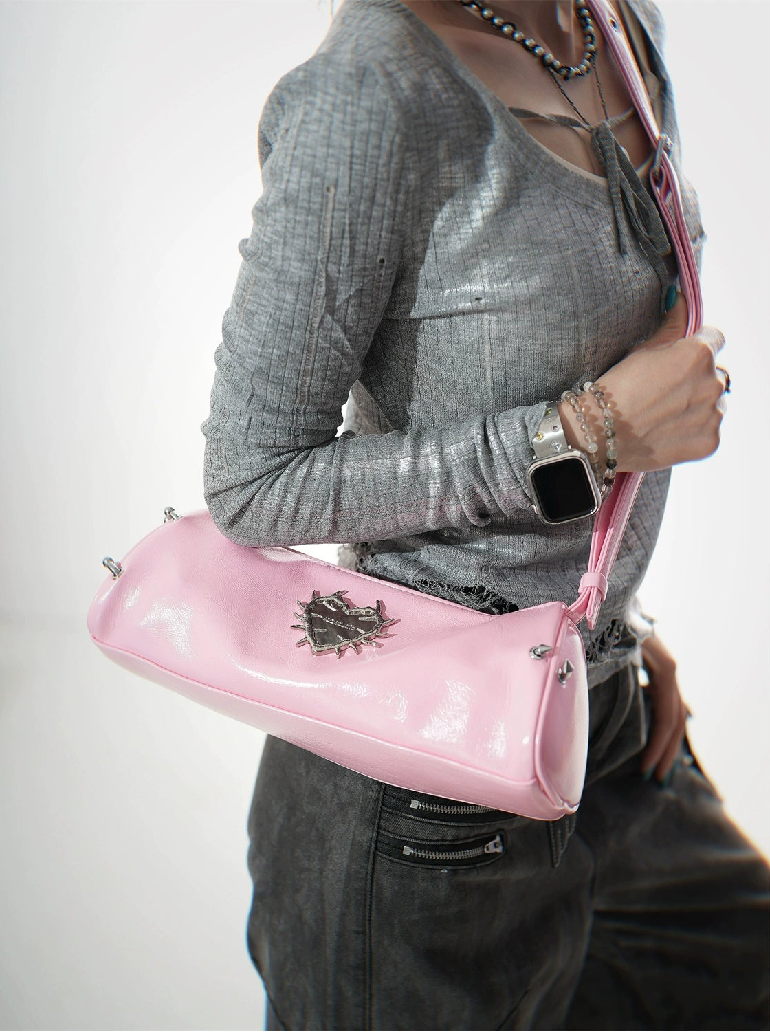 Heart of Thorns Armpit Baguette Crossbody Bag