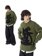 Sneaky Knitted Crewneck Sweater Loose Top