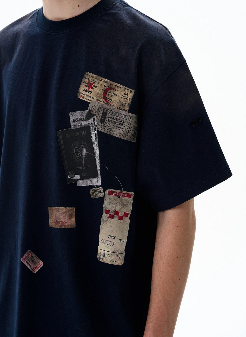 Retro Mottled Label Print Tee