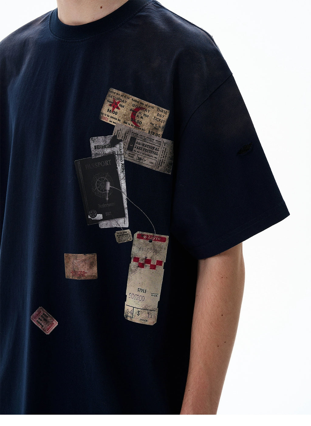 Retro Mottled Label Print Tee