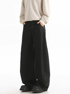 Wide-Leg Causal Black Jeans