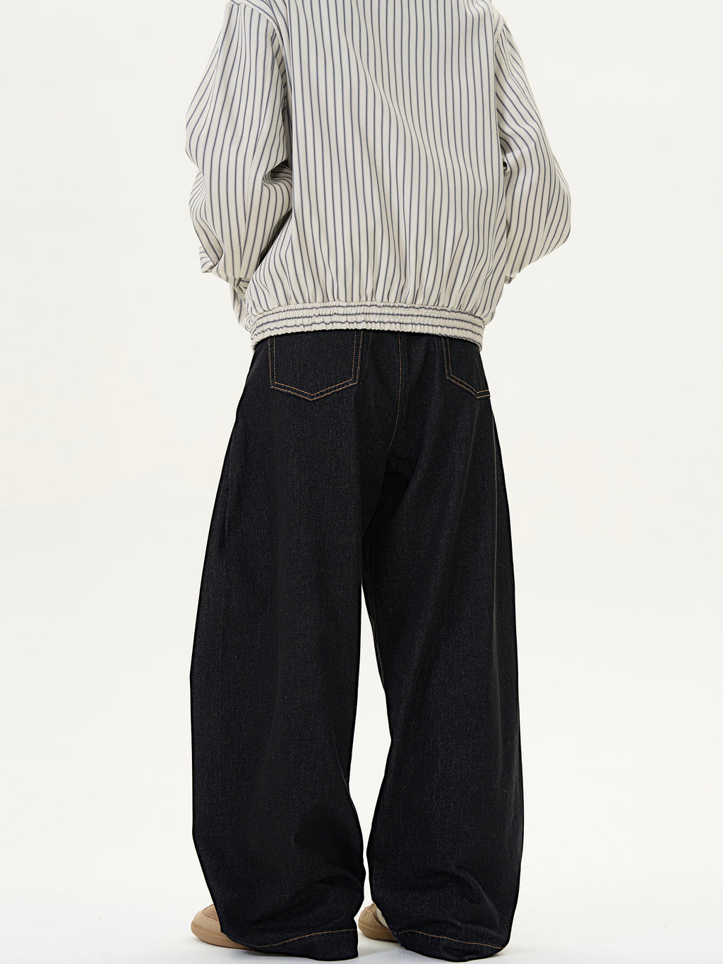 Vintage Straight Loose Denim Black Wide-Leg Jeans
