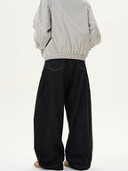 Vintage Straight Loose Denim Black Wide-Leg Jeans