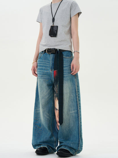 Classic Blue Washed Baggy Jeans
