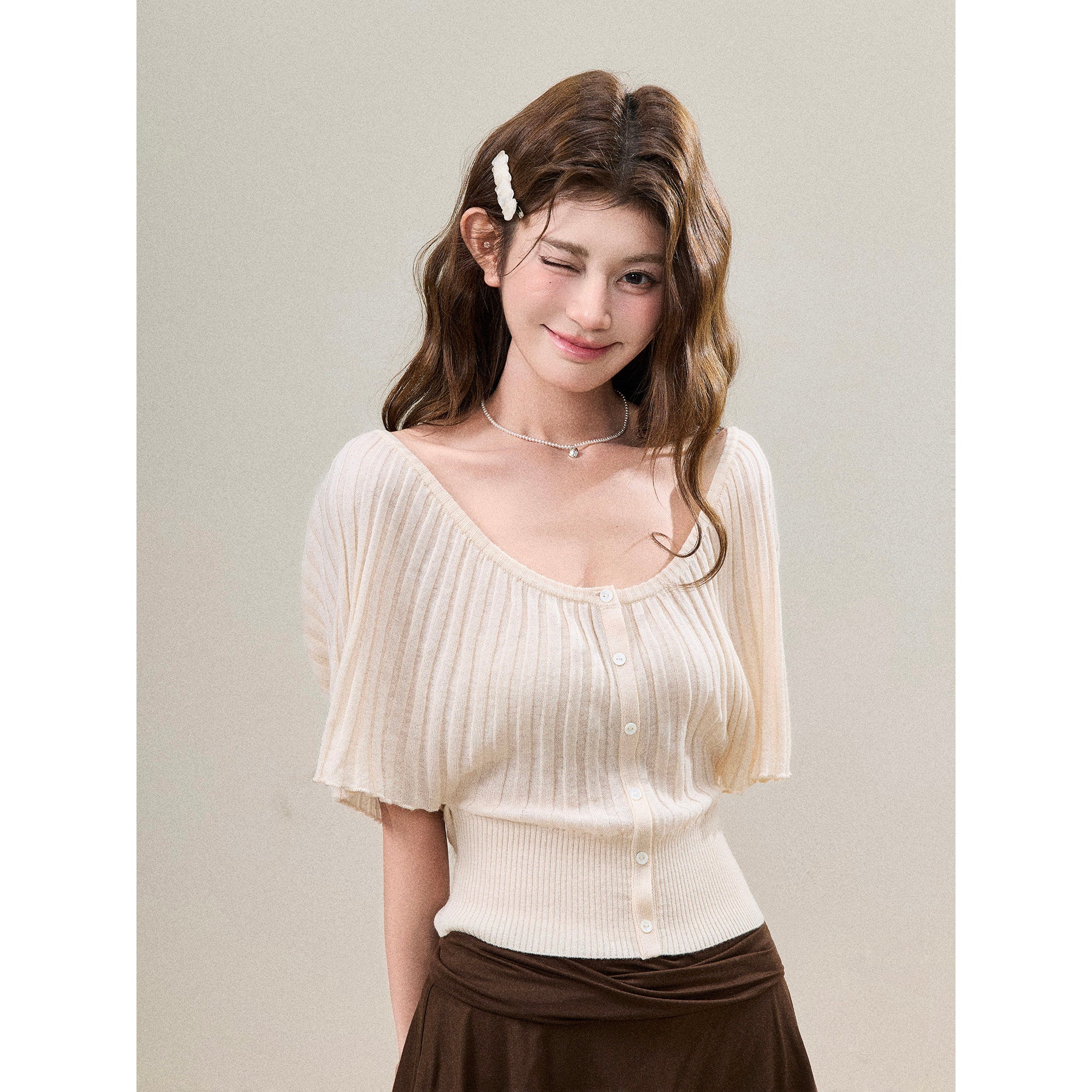 Crew Knitted Short-Sleeved Top