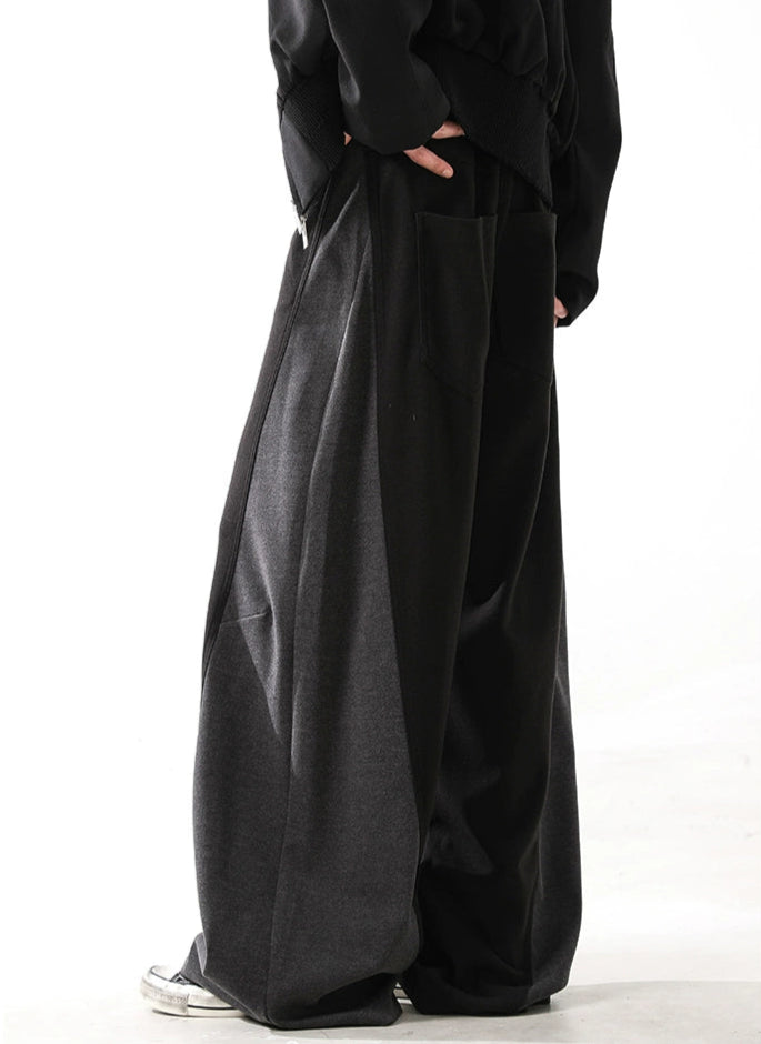 Retro Woolen Stitched Slacks Wide-Leg Pants